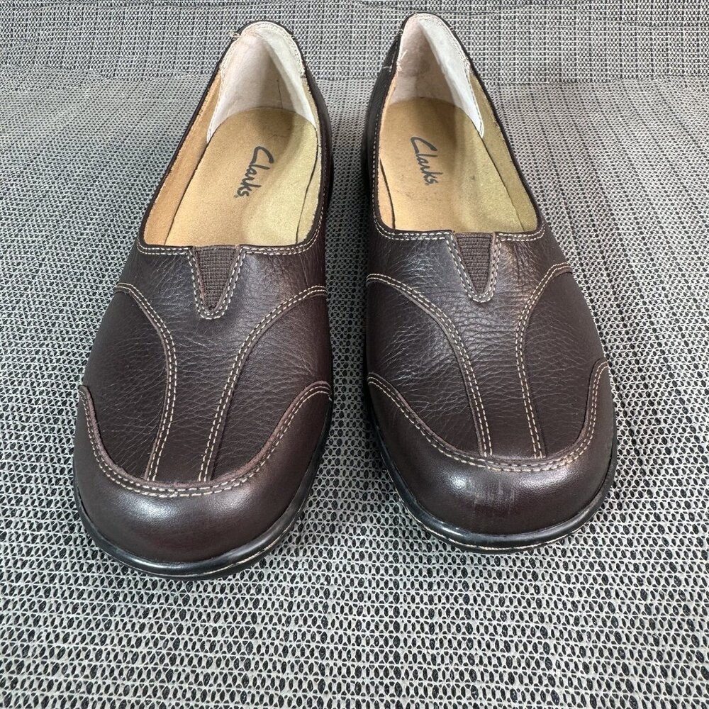 Clarks 84669 Woman’s 8.5 Brown Pebbled Leather Slip-On Casual Cushioned Loafer - Picture 5 of 10